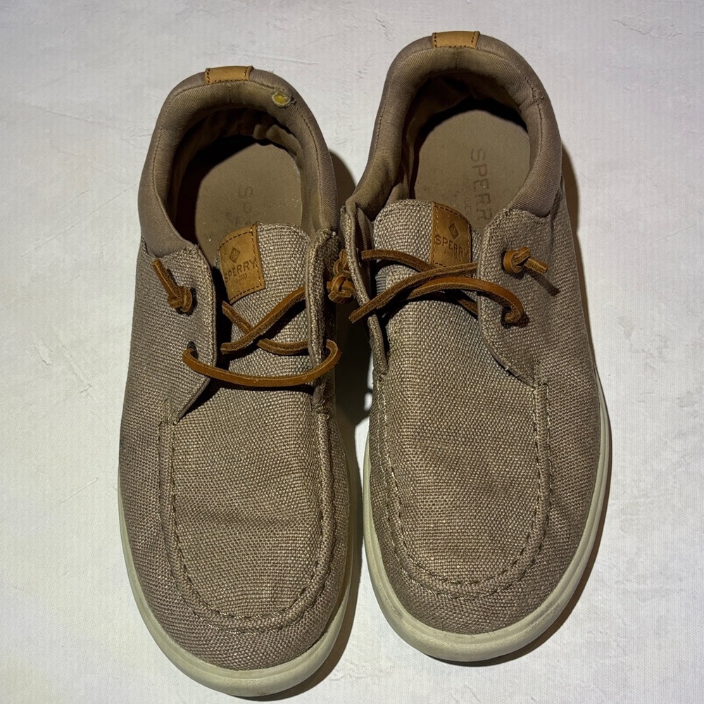Sperry Men's Tan Boat Shoes, slip on, size 12, Dude style loafers